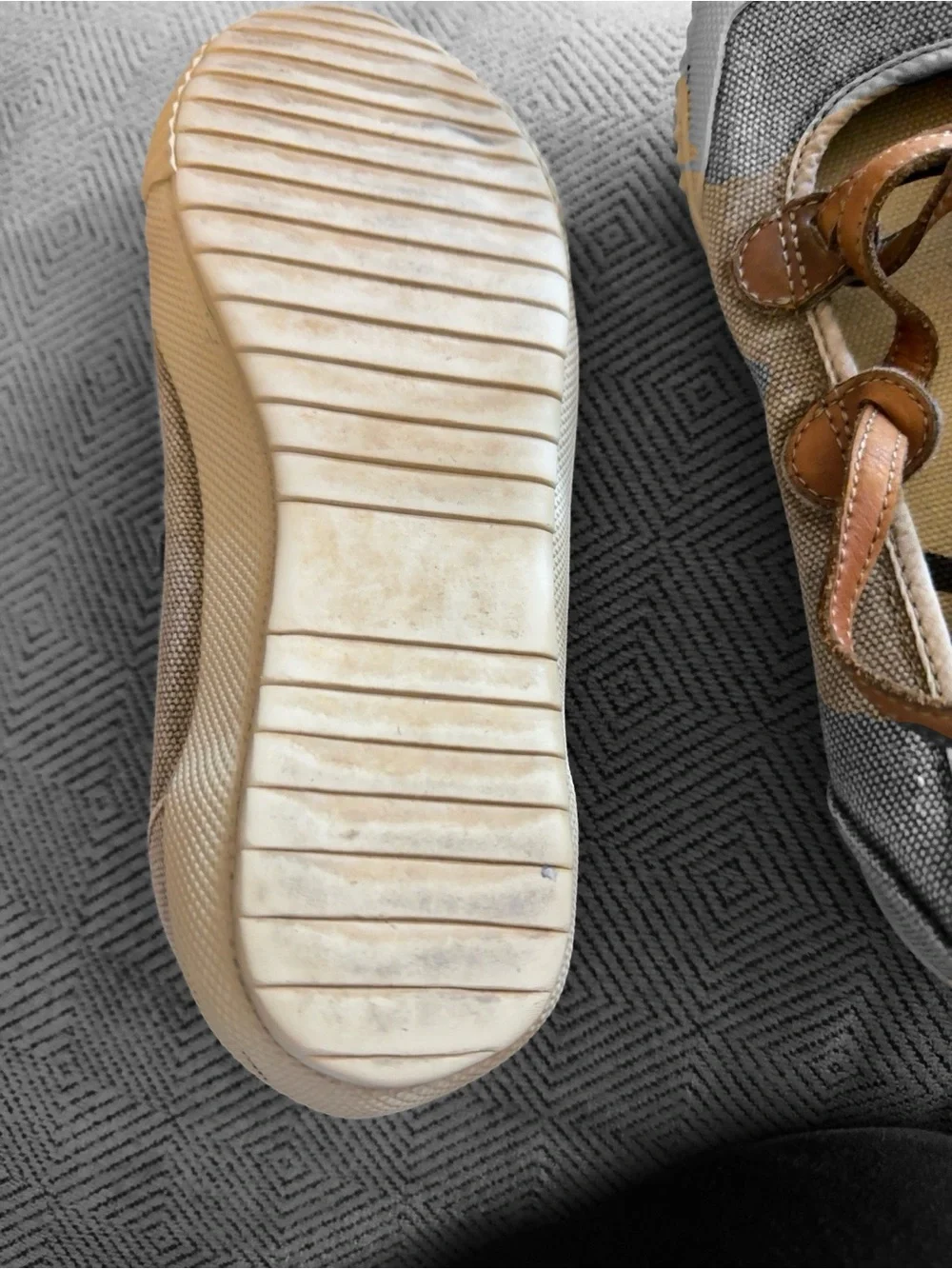 OTBT Women’s Beige Canvas Mary Jane Sneakers with Tan Leather Trim - Picture 7 of 7